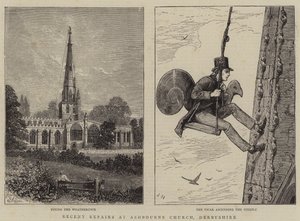 Jüngste Reparaturen an der Kirche von Ashbourne, Derbyshire von Percy William Justyne